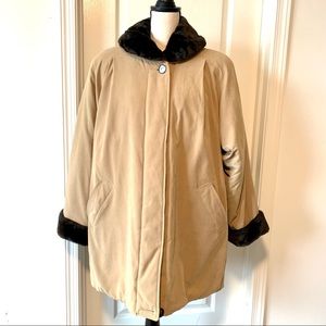 JONES NEW YORK Heavy Fur Trimmed Coat—SZ. Med